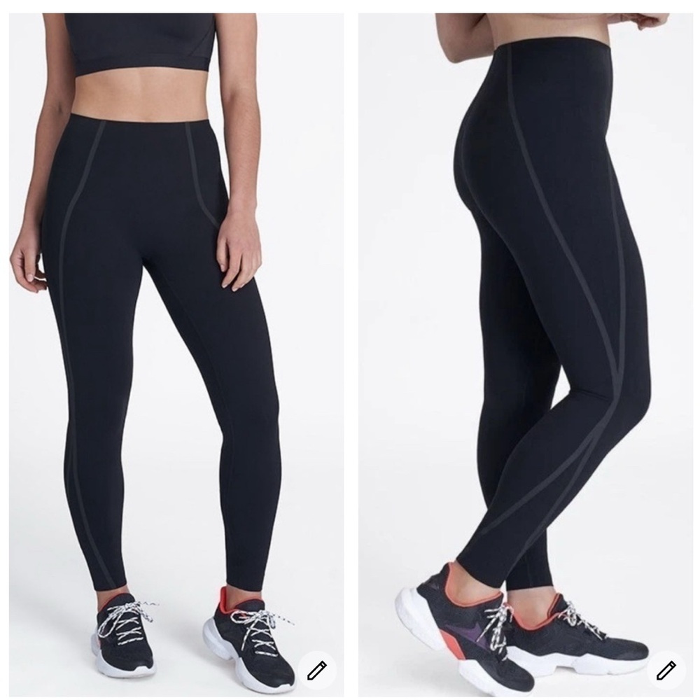 SPANX Black Leggings Size XL Every Wear Active Mesh Contour